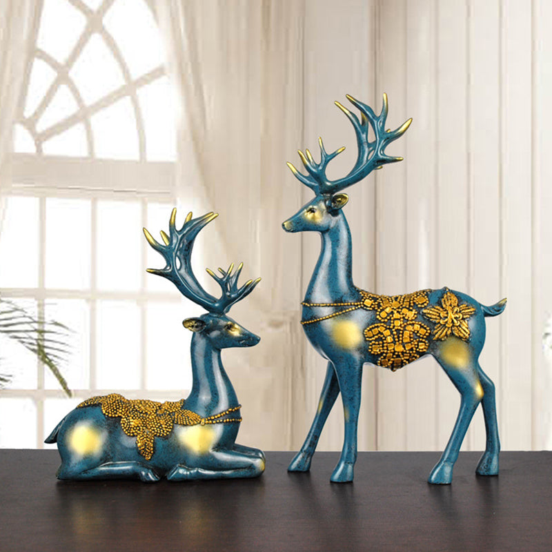 Nordic Style Resin Elk Figurines Furnishing Articles Originality Family Room Home Decorations