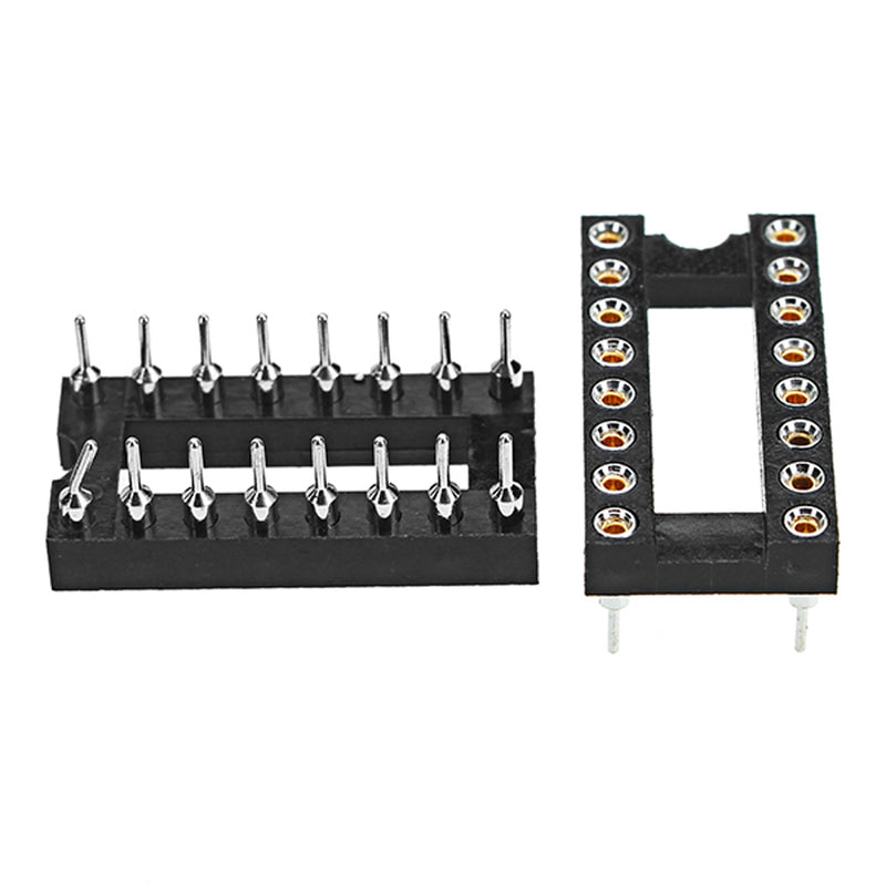 50pcs 16 Pins 2.54mm DIP Straight Plug Double Row Circular Hole IC Socket Connector Adapter