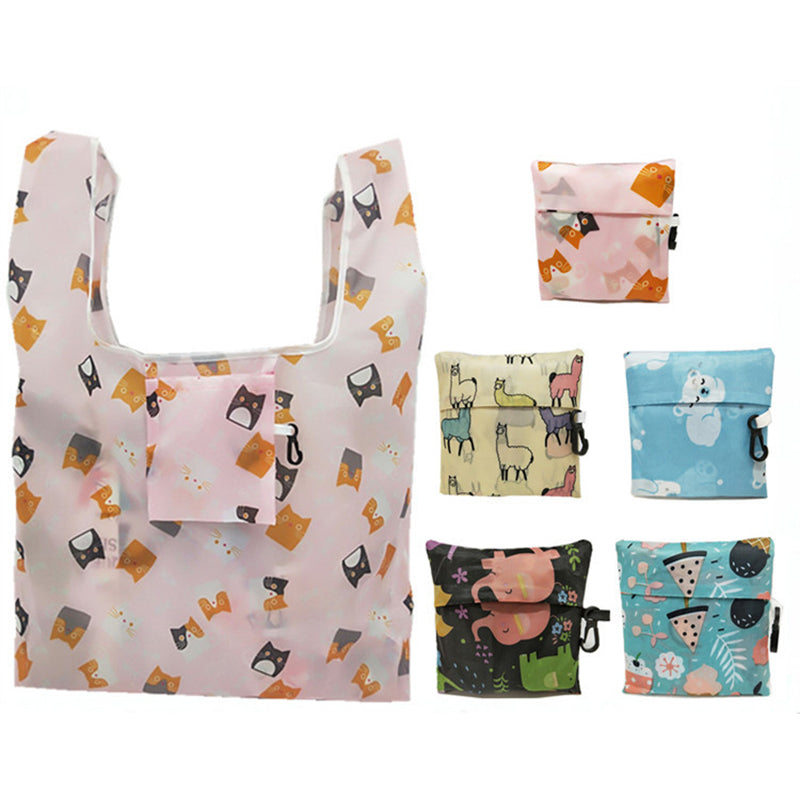 KCASA Flamingo Recycle Shopping Bag Eco Reusable Shopping Tote Bag Cartoon Floral Shoulder Folding Pouch Handbags Printing Kitchen Storage Tool