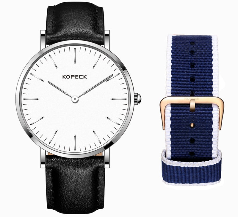 KOPECK GB-6001G Fashionable Watch Casual Style Waterproof Two Watch Bands Quartz Men Watch