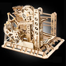 3D Self-Assembly Wooden Marble Run Lift Puzzle Magic Crush Handcrank Mechanical Model Building Education Gift