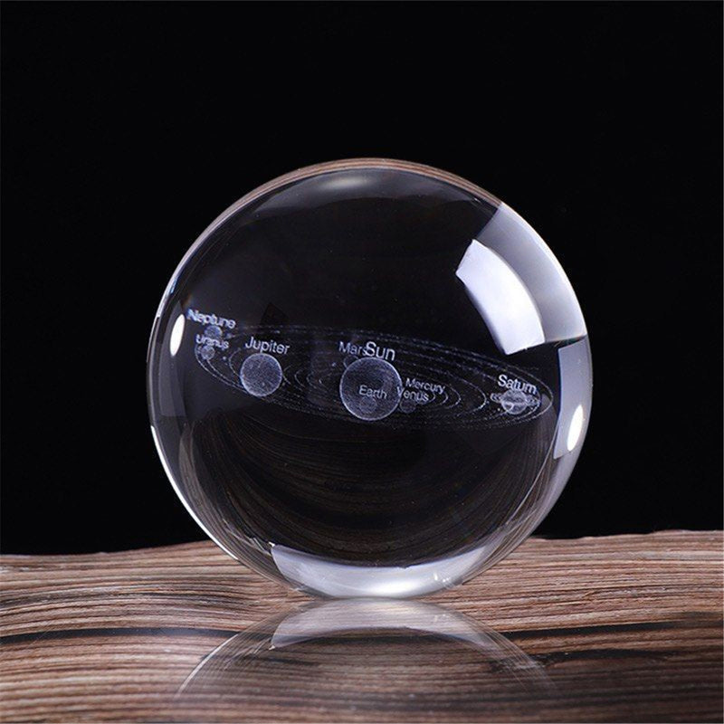 6cm Clear Glass Crystal Healing Ball Meditate Sphere Mascot Planet Space Decor