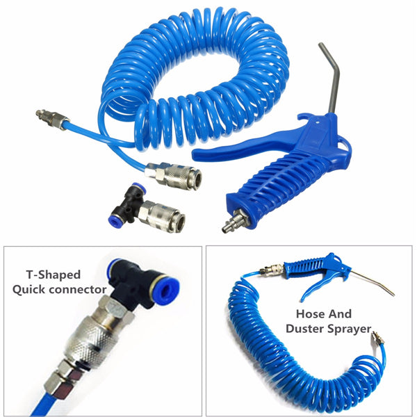 Air Blower Blow Spray Gun + 5m Recoil Hose Dust Blower Clean Nozzle