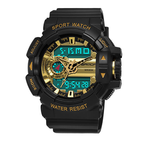 SANDA 599 Luminous Display Candar Stopwatch Men Fashion Sport Watch Dual Disaplay Digital Watch