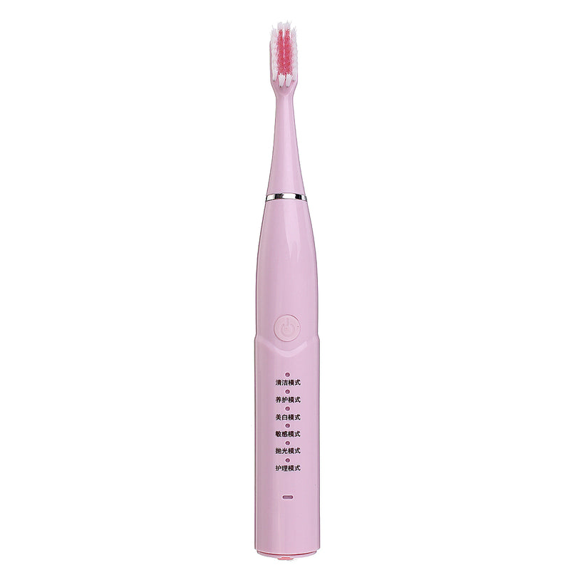 USB Charging Waterproof Soft Ultrasonic Electric Toothbrush 6 Vibration Modes W/ 8 Tips Oral Whitening Care