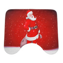 Santa Claus Waterproof Non-Slip Bathroom Shower Curtain Toilet Cover Mat Rug Set