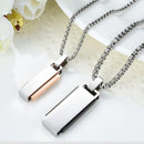 Fashion Titanium Steel Rectangular Box Men Women Love Couple Necklace Gift