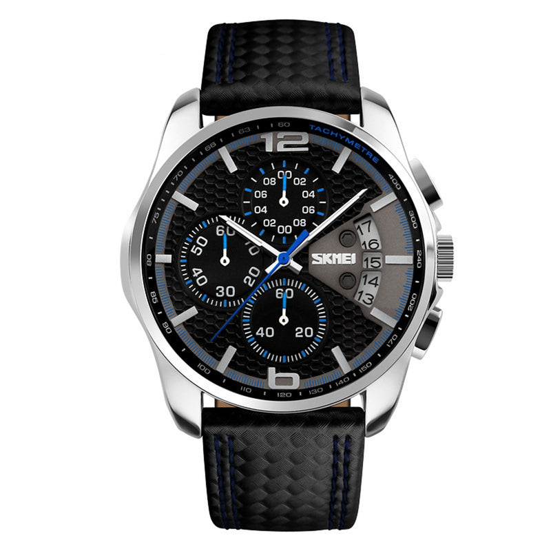 SKMEI 9106 5ATM Waterproof Sport Men Watch Calendar Function Stopwatch Quartz Watch