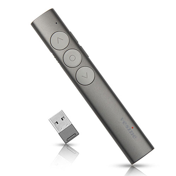 Vesine V9 Rechargeable Wireless Presenter Red Laser Flip Pen PPT Laser Page Pen Clicker Presentation Pen USB Remote Control Touch-Keys