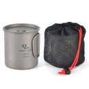 Campleader 450ml Titanium Cup Foldable Handle Water Drinking Mug With Cover Outdoor Camping