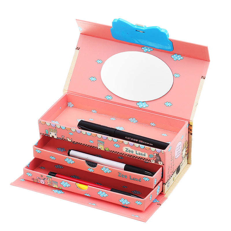 Kawaii 3-layer Large Capacity Pencil Case School Pen Case Portable Pencil Bag Pencils Pouch School Pen Box Stationery High School Large Storage Bag Pouch Holder Box