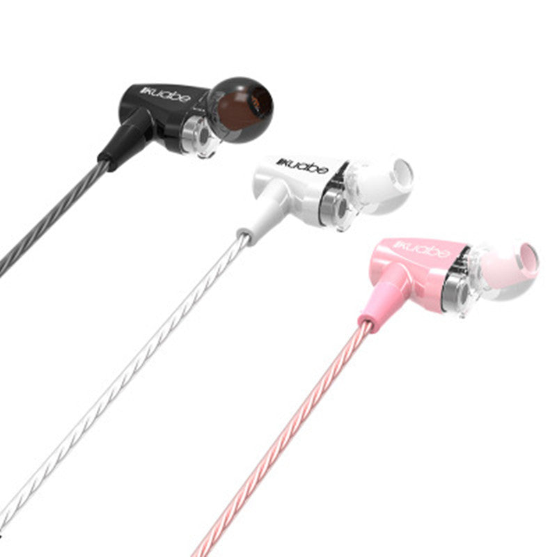 Dual Dynamic Drivers Wired Control Earphone Heavy Bass HIFI 3.5mm Jack In-ear Sport Headset With Mic