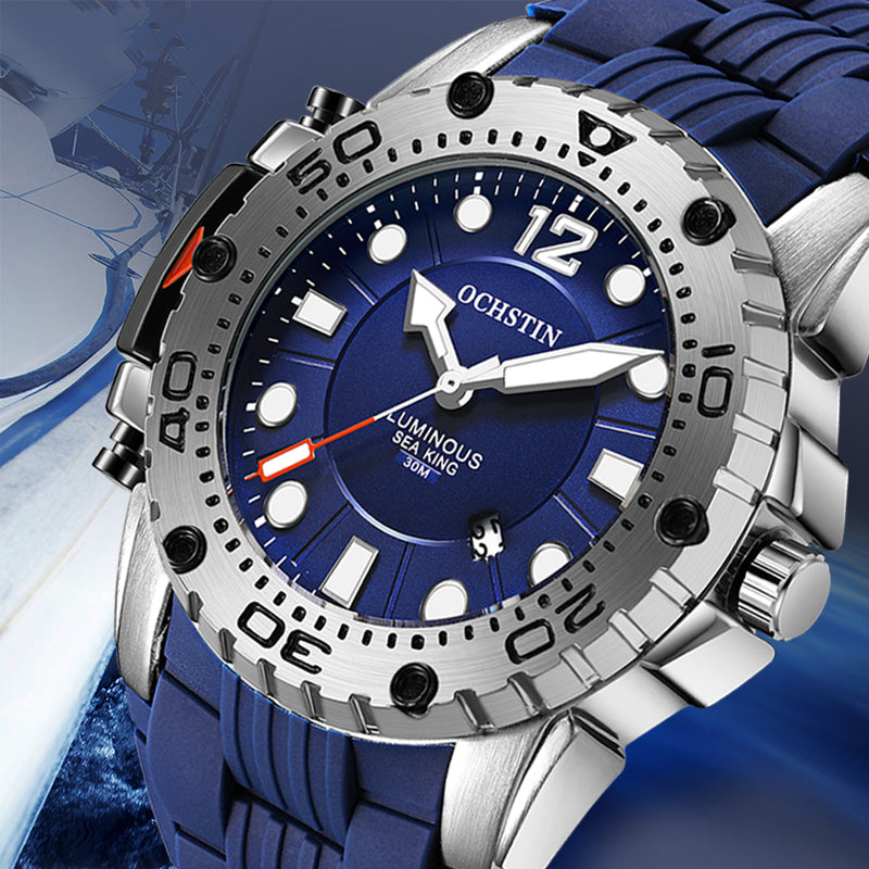 OCHSTIN GQ6124 Waterproof Outdoor Silicone Quartz Watch Luminous Display Men Wrist Watch