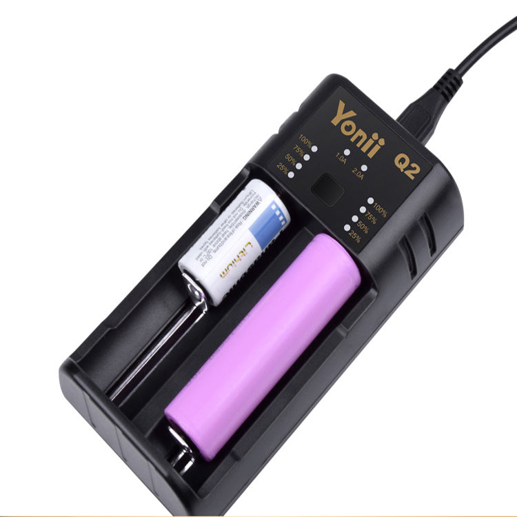 Yonii Q2 Double Slot USB Rechargeable Lithium Battery Charger Multi-functional Intelligent Charger for 18650/26650/21700/AAA Battery