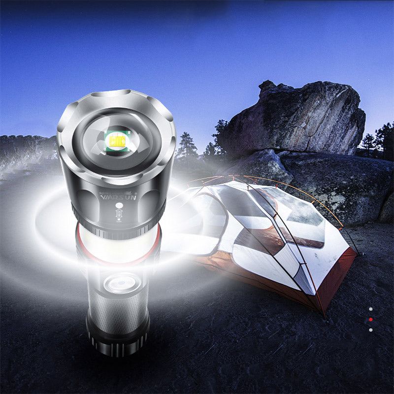 Warsun 528 T6 +COB 4 Modes Zoomable USB Rechargeable Flashlight Outdoor Waterproof LED Flashlight