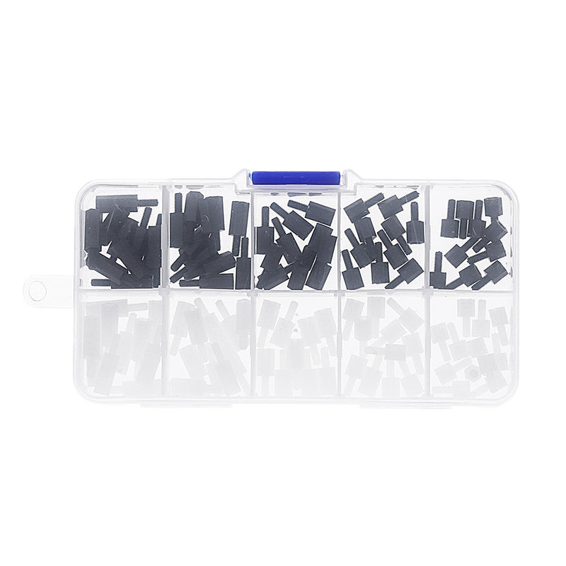 Suleve M2.5NH1 100Pcs M2.5 Nylon Hex Screw Black&White Female to Male PCB Standoff Column Set
