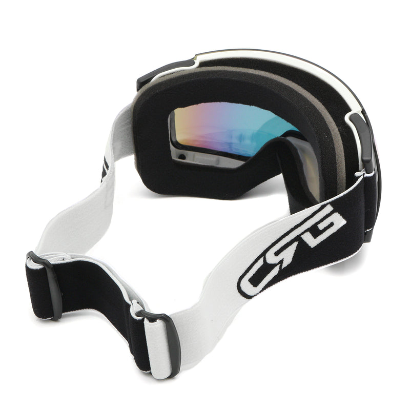 Double Lens Snowboard Ski Goggles Magnet UV Protection Anti Fog White Frame