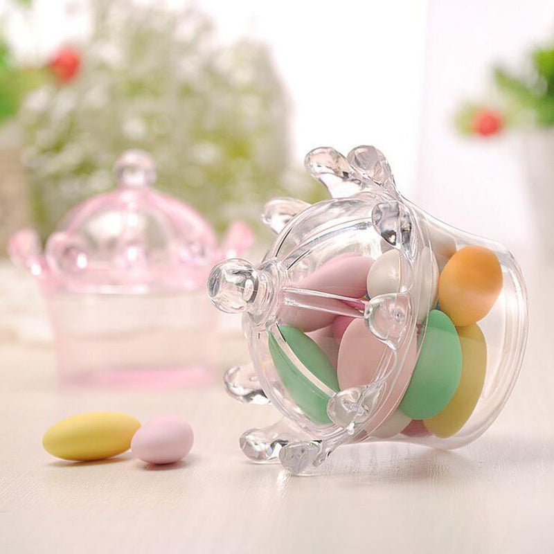 12 Pcs/Set Plastic Crown Candy Box Wedding Chocolate Cookie Present Holder Kitchen Storage Container