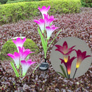 2pcs 4LED Solar Power Lily Flower Stake Light Multicolor Changing Waterproof Outdoor Garden Lamps