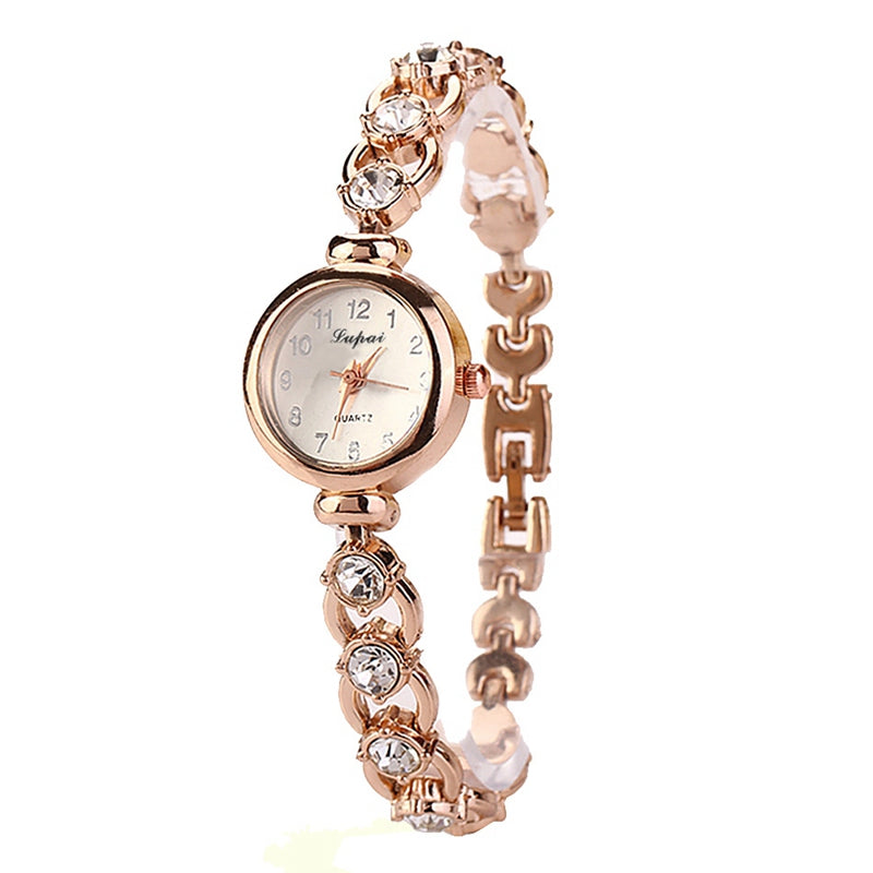 LVPAI XR720 Golden Ladies Wrist Watch Crystal Shining Quartz Bracelet Watch