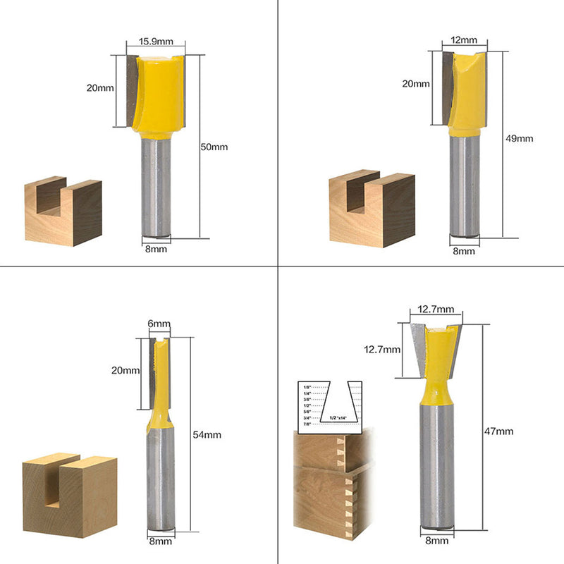 12pcs 8mm Shank Router Bit Set Woodworking Cutter Tool With Wooden Case