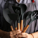Kitchen Silicone Cooking Tools Non-stick Spoon Stainless Steel Kitchen Utensil