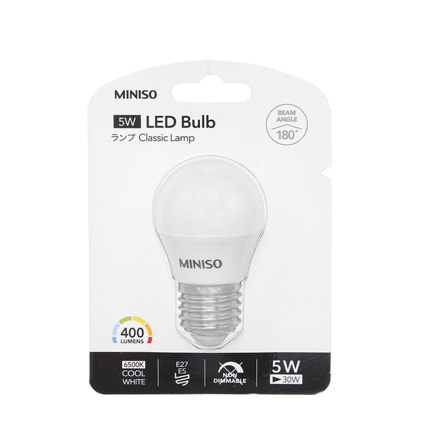 MINISO LB27C5W40 Non-dimmable E27 5W Cool White LED Bulb Indoor Lamp for Home Room Hotel
