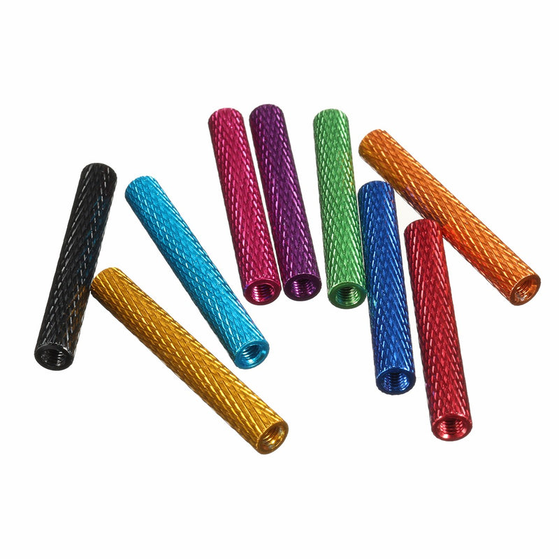 Suleve M3AS16 50Pcs M3 30mm Knurled Standoff Bolt Aluminum Alloy 6061 Anodized Spacer Multicolor
