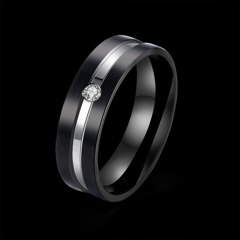 Zircon Crystal Women Mem Couple Gift Ring Stainless Steel Unique Jewelry For Wedding
