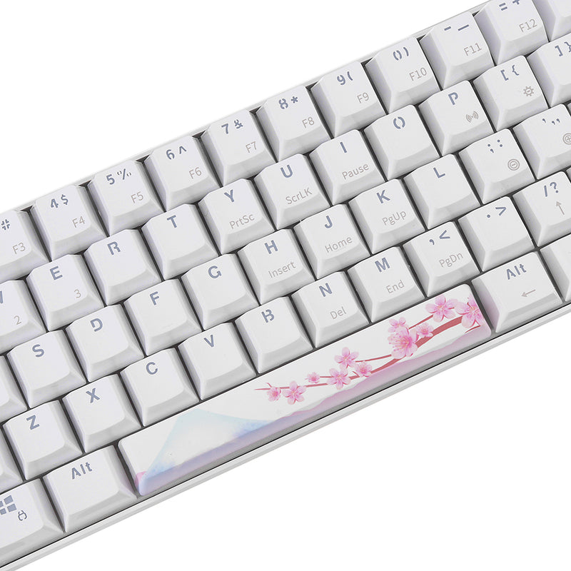 Five-sided Dyesub OEM Profile PBT Sakura Space Bar 6.25u Novelty Keycap for GK61 Black Case and Cherry MX Switch Keyboard