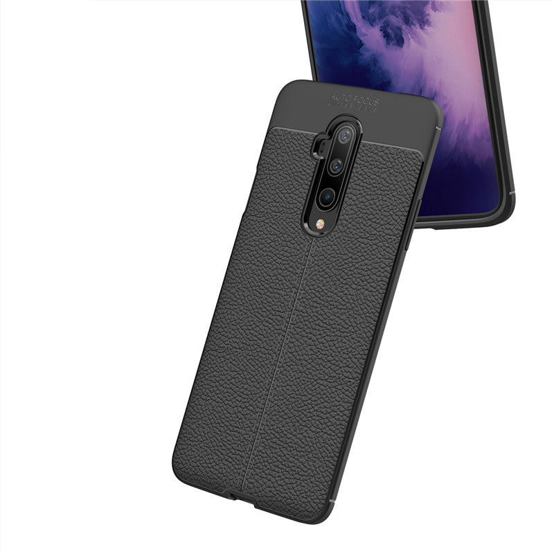 For OnePlus 7T Pro Case Bakeey Luxury Litchi Pattern Shockproof PU Leather&Silicone Protective Case