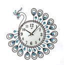 Large 3D Gold Diamond Peacock Wall Clock Metal Watch For Home Living Room Decoration DIY Clocks Crafts Ornaments Gift 53x53cm