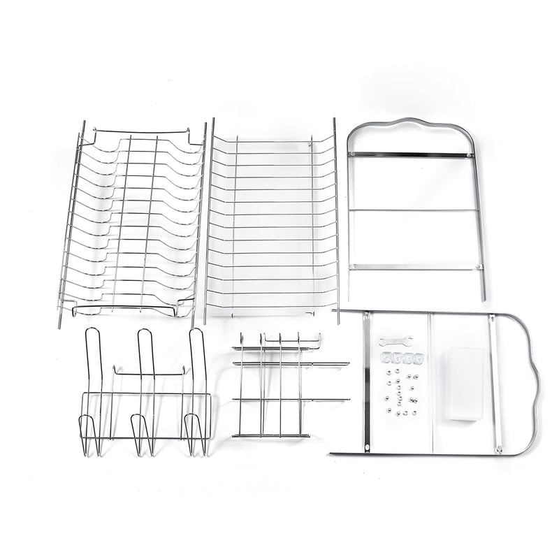 2 Tiers Dish Drying Rack Stainless Steel Over Sink Kitchen Cutlery Bowl Storage Holder