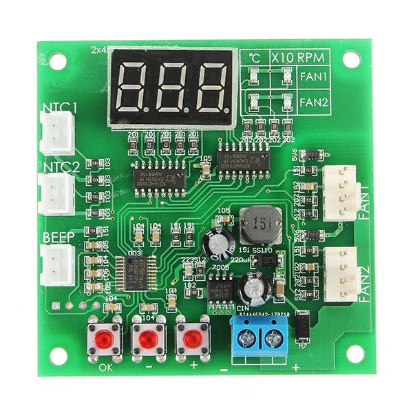 ZHIYU DC 12V 24V 48V 2 Way Cooling PWM 4 Wire Fan Temperature Controller Temperature Speed Display