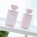 IPRee 600ml Glass Water Bottle Unicorn Pattern  Transparent Drinkware With Cloth Protection Cover
