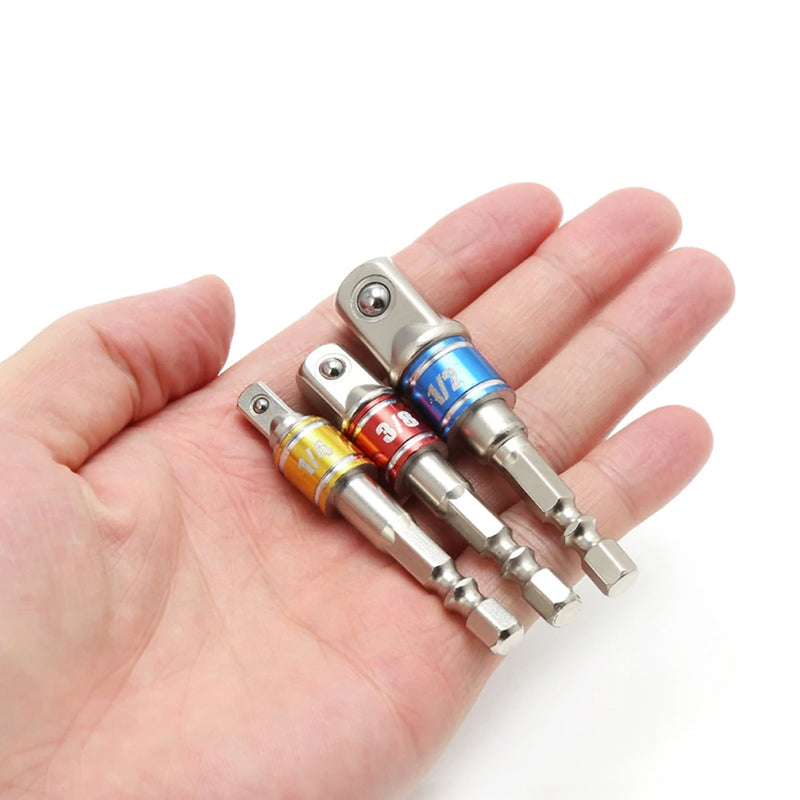 1/2" 1/4" 3/8" Screwdriver Extension Bar Hex Shank To Square Socket Drill Bits Bar Drill Socket Adapter