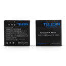TELESIN 2pcs 3.85V 1400mAh Li-ion Battery with Dual Charger for Xiaomi Yi 4K Sport Camera