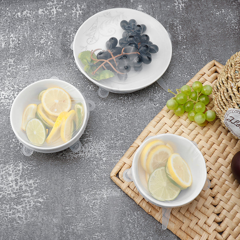 6Pcs Food Silicone Stretch Kitchen Storage Container Bowl Cover Fresh Keeping Vacuum Sealed Lid