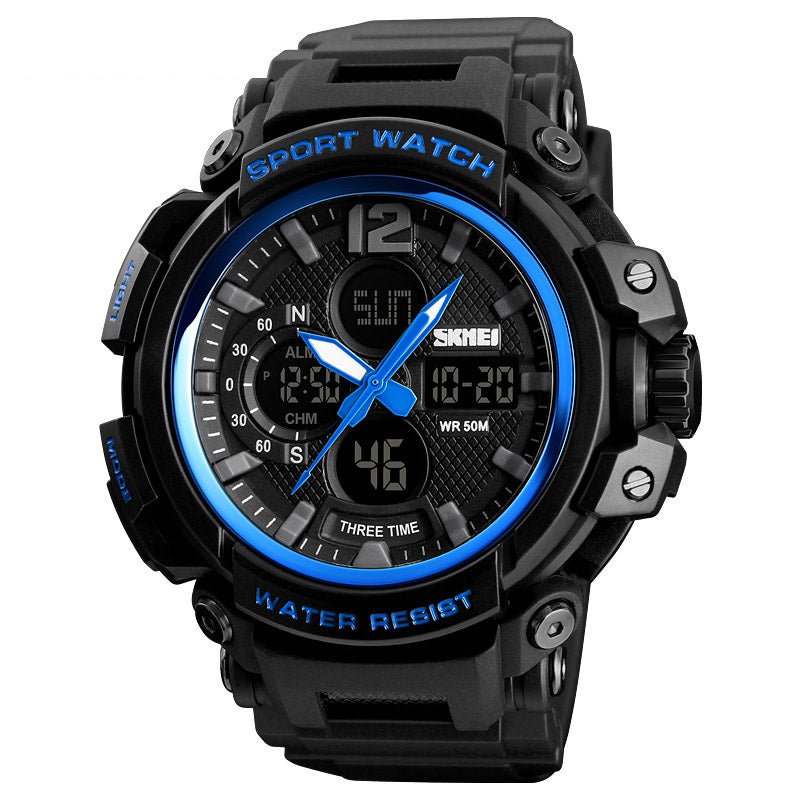 SKMEI 1343 Digital Watch Dual Display Chronograph 3 Time Waterproof Alarm Digital Quartz Wrist Watch
