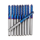 Drillpro 10pcs 3.175mm Blue NACO Coated PCB Bits Carbide Engraving Milling Cutter For CNC Tool Rotary Burrs