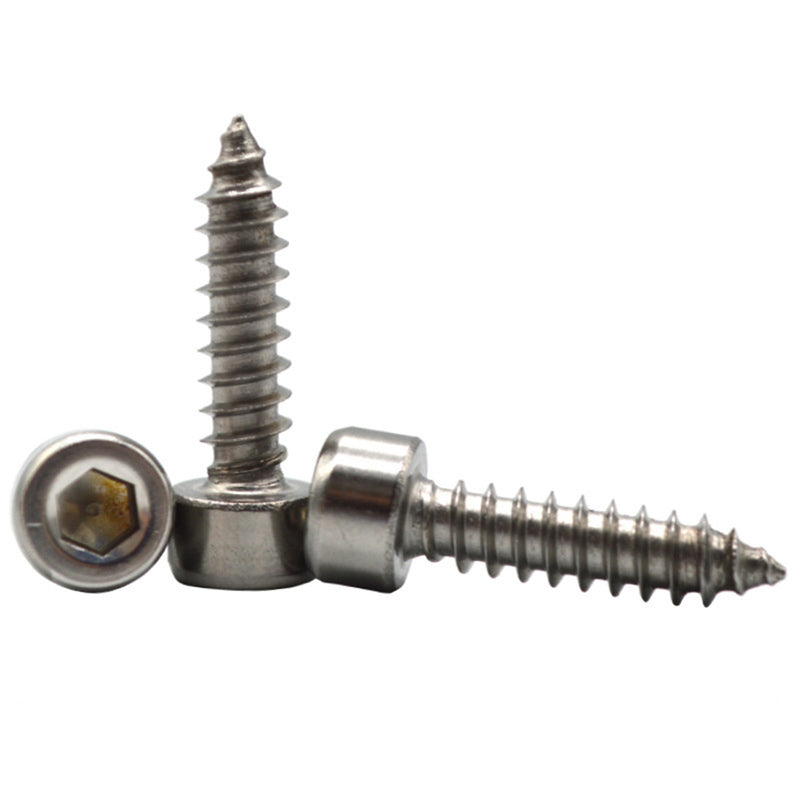 Suleve M5SH9 50Pcs M5 304 Stainless Steel Hex Socket Cylinder Cap Head Self Tapping Screw Wood Screws Speaker Screws Optional Length
