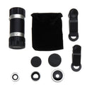 4 in 1 Universal 8X Telescope Wide Angle Fisheye Macro Lens for Smartphone