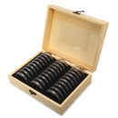 Coin Display Holder Storage Box Wooden Case With 30Pcs 51.5mm Round Slab Certified Capsules