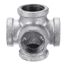 1/2" 3/4" 1" 5 Way Pipe Fitting Malleable Iron Galvanized Outlet Cross Female Tube Connector