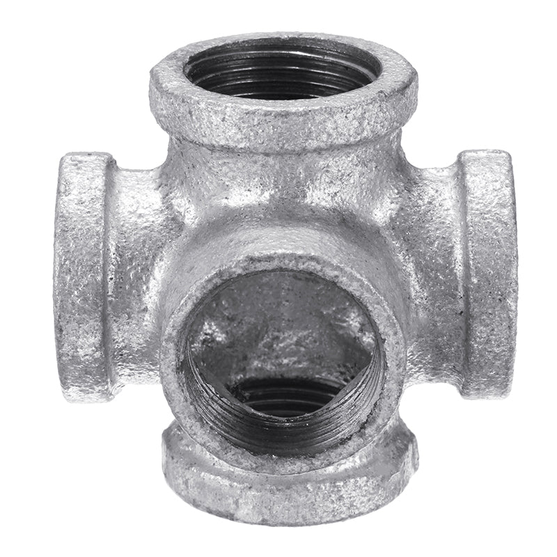 1/2" 3/4" 1" 5 Way Pipe Fitting Malleable Iron Galvanized Outlet Cross Female Tube Connector