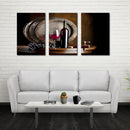 Miico Hand Painted Three Combination Decorative Paintings Red W-ine Wall Art For Home Decoration