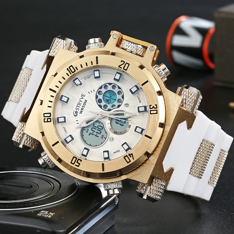 STRYVE S8015 5ATM SWISS Movement Chrono Date Week  Dual Display Digital Watch