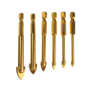 6Pcs 6-12mm Ceramic Tile Glass Drill Bit Set 1/4 Inch Hex Shank Triangle Head Drills