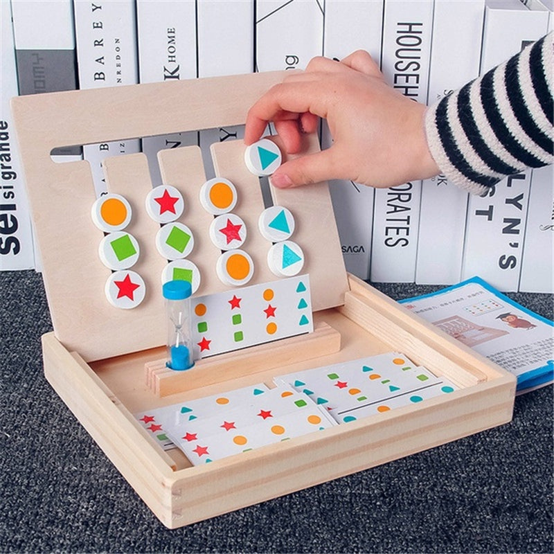 Baby Hand Grab Board Wooden Four-color Kids Puzzle Game Mongolian Early Education Toys Gift