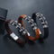 Vintage Men's Stainless Steel Taro Leather Faux Leather Bracelet
